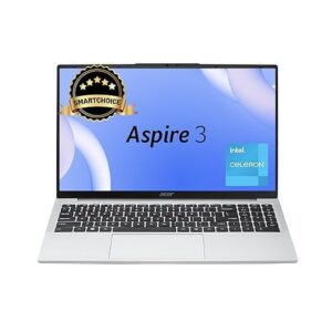 acer [SmartChoice Aspire 3 Laptop Intel Core Celeron N4500 Processor Laptop (8 GB LPDDR4X SDRAM/256 GB SSD/Win11 Home/38 WHR/HD Webcam) A325-45 with 39.63 cm (15.6″) HD Display, Pure Silver, 1.5 KG