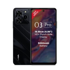 O3 Pro (Glossy Black, 4 GB RAM, 64 GB Storage)| Bigger 6.56″ HD+ Display | 50 MP AI Triple Rear Camera | 8 MP Front Camera| 5000 mAh Battery | 10W Charging | Charger in Box