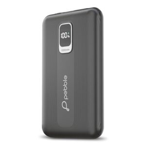 Pebble Rapid Air 22W Fast Charging Power Bank | Compact & Lightweight | Digital Display | Type-C & USB Outputs | 10-Way Circuit Protection (Black)