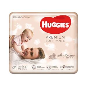 Huggies Premium Soft Pants, Extra Small size diaper pants, 90 Count.