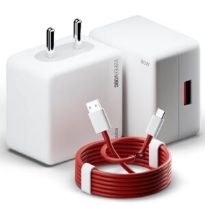 AILKIN 80W SUPERVOOC Charger for Oneplus | 80W Warp/Dash/Supervooc Adapter with Type C Dash Cable Compatible for Oneplus 13/13R/12/12R/11/11R/10/10 Pro/9/9 Pro/ 9R/ 8/ 8T/7/Nord/CE 3 & Other Devices