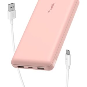 Belkin 20000 mAh Power Bank | Super Fast Charging | USB-C PD Port | 15W Charging for iPhone Series (16, 16 Pro Max), Samsung Galaxy, Google Pixel & More | 2 Years Warranty | Rose Gold