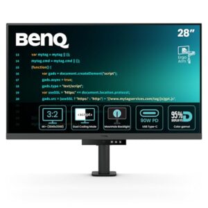 BenQ RD280UA 28.2” 4K+ 3840×2560 3:2 Special Ratio Programming Monitor with Ergo-Arm & Backlight| 90W USB Type-C| Advanced Coding Modes| Fine-Coated Panel| Night Hours Protection