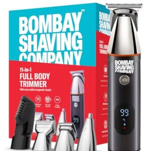 Bombay Shaving Company 11-in-1 All-in-One Grooming Kit for Men | Cordless USB Fast-Charge Trimmer IPX6 Waterproof 90-Min Runtime Smart-Lock & Self-Sharpening Stainless Steel Blades