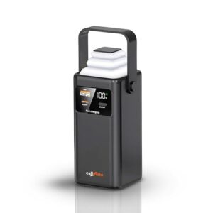 CALLMATE 20000mAh 23W Fast Charging Power Bank,USB-C PD + USB-A QC Output with Detachable Type-C & Lightn-ing Cable(LED Foldable Light with Digital Display) (Black)