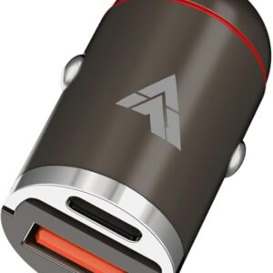 DR VAKU® ESSENVOLT 65W Car Charger Fast Charging Dual Port Type C PD PPS 65W + 18W QC 3.0 USB Car Mobile Laptop Adapter for iPhone 17/16/15/14 etc., Samsung All Series, Tablets, & Android Smartphones