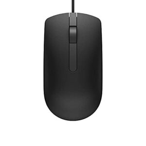 Dell MS116 Wired Optical Mouse – High Precision 1000DPI Sensor, USB Connectivity, Ergonomic Ambidextrous Design, Smooth Scrolling, Ideal for Office & Home Use – Black