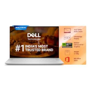 Dell XPS 9640 Thin & Light Laptop, AI Enabled Intel Core Ultra 7 155H Proc, 32GB+1TB SSD, 16.3″ (41.40cm) UHD+OLED Display, Backlit KB+FPR, NVIDIA RTX 4060 GPU 8GB GDDR6, Win 11 + MSO’24, 2.13kg