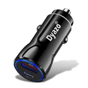 Dyazo 48W Turbo Dual Port Fast car Charger 48W Total(18W Type C PD + 30W USB)| Adapter Compatible for iPhone & Android Smartphones and Tablets (Black)