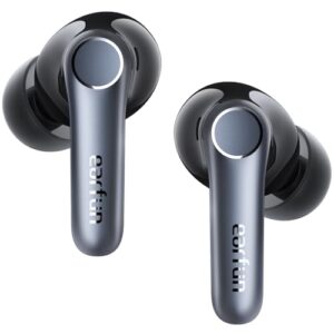 EarFun Air Pro 4 Hybrid Adaptive Noise Canceling Wireless Earbuds Bluetooth, 2024 VGP Award, Qualcomm Snapdragon Sound, aptX™ Lossless, 6 Mics AI Call, LDAC Hi-Res Audio, BT5.4, 52H, Sliver Black