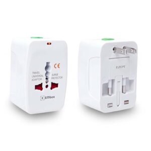 Embox Universal Charger Adapter 224+ Countries Support Travel Adapter International All in One Worldwide International Travel Adapter (White)
