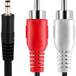 FEDUS 3.5mm Jack Stereo Audio to 2 RCA Cable – AV Video TV-Out Speaker Amplifier Connect TRS 3-Pole Plug to Dual RCA – 1.5M