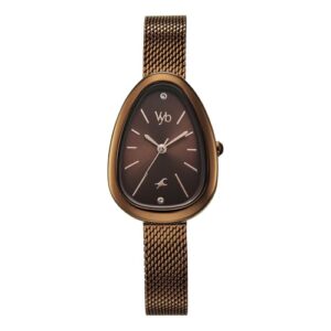 Fastrack Vyb Prodigy Quartz Analog Coffee Brown Dial Coffee Brown Stainless Steel Strap Watch for Women – FV60073QM01W