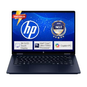 HP Omnibook X Flip (Previously Envy) Intel Core Ultra 7 256V, 40 Tops (16GB LPDDR5x, 1TB SSD) 3K OLED, 120hz, 14”/35.6cm, 2-in-1, Win11, M365* Office24, Blue, 1.38kg, fm0100TU Next Gen AI Laptop