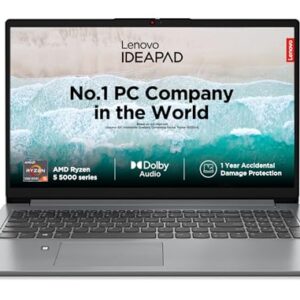 Lenovo IdeaPad Slim 1 AMD Ryzen 5 5500U 15.6″ HD Thin and Light Laptop (8GB/512GB SSD/Windows 11 Home/Office Home 2024/1 Year ADP Free/Grey/1.6Kg), 82R4011MIN