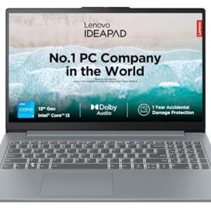 Lenovo IdeaPad Slim 3, Intel Core i3 13th Gen 1315U, 8GB RAM, 512GB SSD, FHD 15.6″(39.6cm), Windows 11, Office 2024, Grey, 1.6Kg, 82X700G5IN, Alexa Built-in, 1Yr ADP Free, 3 Month Game Pass Laptop