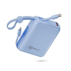 MPower X2 Powerbank | 27W High-Speed Output | 10000mAh Battery | Built-in Type-C & Lightning Cables | Dual Fast Charging Ports | Battery Display | Matte Finish | Multi-Layered Protection (Blue)