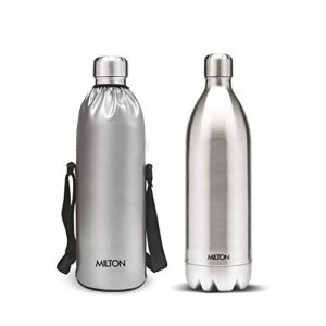 Milton Duo DLX 1800 Thermosteel Water Bottle 1700 ml, 24 Hr Hot and Cold I Leak Proof Lid, ISI Certified I Vacuum Insulated I for Office, Gym, School I Silver