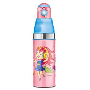 Milton Kool Stunner 600 Kids Plastic Insulated Water Bottle, 520 ml, Sipper Bottle, Leak Proof, BPA Free, Food Grade, School & Picnic Bottle, Pink