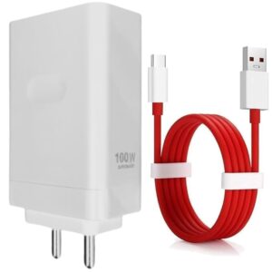 Original 100W Super Vooc Fast Charging Adapter with Type C Cable Compatible with OnePlus 11R, OnePlus 11, Nord CE 4 5G & Other Supervooc Devices, White