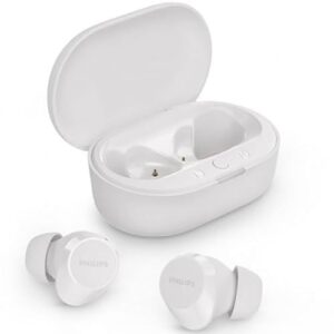 PHILIPS TAT1209WT/00 True Wireless Earbuds, in-Ear Active Noise Cancelling Bluetooth v5.3 Earphones with Mic, 18H Play Time, Shank Shape, IPX4, Touch Controls & Charging Case for iPhone/iPad (White)