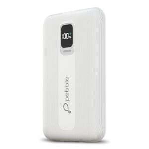 Pebble Rapid Air 22W Fast Charging Power Bank | Compact & Lightweight | Digital Display | Type-C & USB Outputs | 10-Way Circuit Protection – White