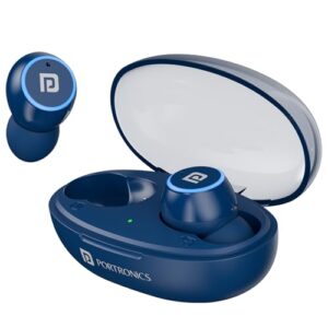 Portronics Harmonics Twins S13 in Ear True Wireless Earbuds with Mic, 24H Playtime, Game/Music Mode, Touch Control, 8mm Driver, Bluetooth 5.3v,IPX5 Water Resistance, Type C Fast Charging(Blue)