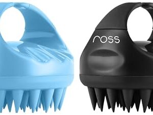 Ross Hair Scalp Manual Massager Shampoo Brush with Soft Silicone Bristles for Anti Dandruff Exfoliaxting Scalp Care Black Hair Scalp Shampoo Hair Brush with Soft Silicone Bristles