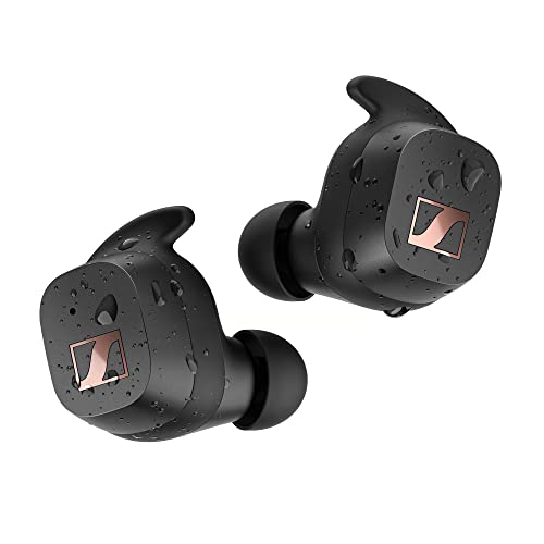 Sennheiser Sport True Wireless in Ear Earbuds Bluetooth Headphone with Mic, Designed in Germany, Adaptable Acoustics, Noise Cancellation, Touch Controls, IP54 and 27h Battery, 2Yr Warranty (Black)