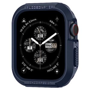 Spigen Rugged Armor for Apple Watch Series SE3 44mm Case, Series 9/8/7 45mm, SE2/6/SE/5/4 44mm Durable TPU Cover Case – Navy Blue