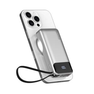 Stuffcool Nemo 10000mAh Compact Magnetic Wireless Charging Power Bank up to 15W for iPhone 20W Built-in Type-C Cable 22.5W USB-A Fast Charging Digital Display BIS CE RoHS Made in India