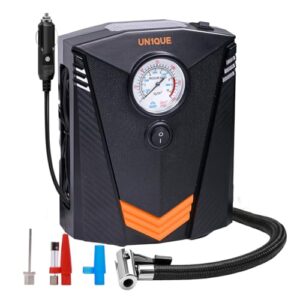 UN1QUE Tyre Inflator for Car, 150PSI Car Air Pump, 12V DC Portable Air Compressor for Tyre, Fast Inflation Speed Inflator Pump with LED Light