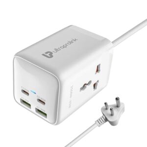 UltraProlink 6 in1 Power Hub Charger 65W Fast Charging |6 Ports-2 Type-C (PD),2 USB-A & 2AC Sockets (2500W) | Multi-Port Desktop Charger for Laptop, iPhone, Android, | Charges iPhone 50% in 30 mins