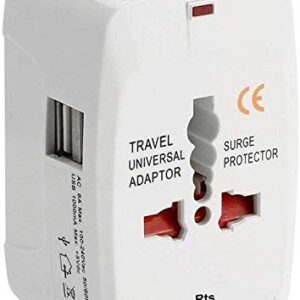 Universal Travel Plug Adapter Worldwide International All in One Portable Travel Adapter Wall AC Power Plug Adapter Wall Charger with Dual USB Charging Ports for USA EU UK AUS Cell Phone Mobile Laptop