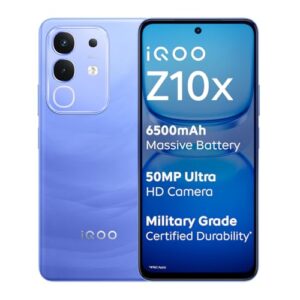 iQOO Z10x 5G (Ultramarine, 8GB RAM, 128GB Storage) | 6500 mAh Large Capacity Battery | Dimensity 7300 Processor | Military-Grade Durability