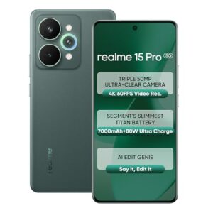 realme 15 Pro 5G Smartphone 12+256GB Green,4K 60FPS,144Hz HyperGlow 4D Curve Display,7000mAh Battery,80W SuperVOOC, Camera Triple 50MP, Snapdragon 7 Gen 4, IP69