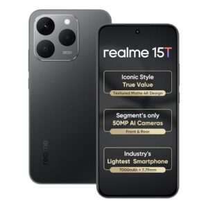 realme 15T 5G Smartphone 8+128GB Suit Titanium,6.67inch Screen, 120Hz Display,7000mAh Battery,60W Fast Charge,Front & Rear Dual 50MP Cameras, Dimensity 6400 Max 5G Chipset,IP69