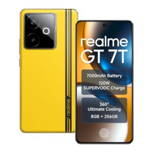 realme GT 7T Smartphone 6.8 Inch Display 120Hz Refresh IP69 256GB ROM 8GB RAM 7000mAh Battery 120W Fast Charge Android 15 Support AI Camera Dual 5G SIM NFC (Yellow)