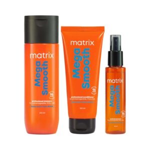 MATRIX Mega Smooth Shampoo (200ml), Conditioner (100ml) & Serum(100ml) Combo with Shea Butter for Frizzy Hair | Max Smoothness for 4 Days | Used by 1 Lakh Hairstylists* | For All Hair Types