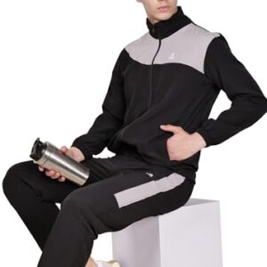 Men’s Athletic Gym Running Sports Track Suit, Lightweight, Breathable Activewear for Fitness, Running, Workout & Outdoor Sports_Black