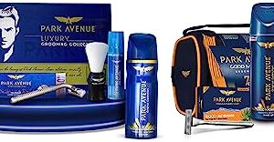 Park Avenue Luxury Grooming Collection (Combo Of 7 + Travel Pouch) And Park Avenue Good Morning Grooming Kit For Men (Pack Of 7)