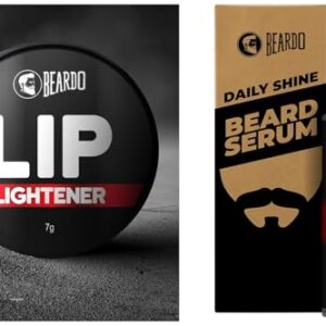 BEARDO Lip Lightener For Men, 7G | Non Tinted Lip Balm For Men | Lip Balm For Dark Lips | Lip Mask, Beard Serum, 50 Ml | Daily Use Beard Serum For Men | Softens And Smoothens Rough Beard | Giv,White