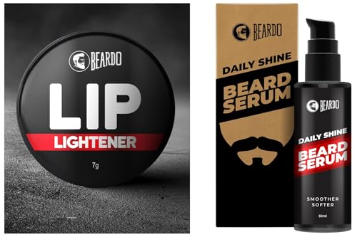 BEARDO Lip Lightener For Men, 7G | Non Tinted Lip Balm For Men | Lip Balm For Dark Lips | Lip Mask, Beard Serum, 50 Ml | Daily Use Beard Serum For Men | Softens And Smoothens Rough Beard | Giv,White
