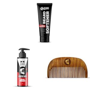 BEARDO Softner & Godfather Gel Beard Wash For Men, 100Ml & Compact Wooden Comb