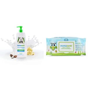 Mamaearth Daily Moisturizing Natural Baby Lotion (400 ml) & Mamaearth India’s First Organic Bamboo Based Baby Wipes (Pack of 1)