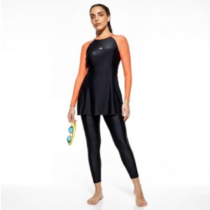 Boldfit Swimming Suit for Women 2 Piece Swim Suit Set, Full Body Swimming Costume, Stretchable Fit Swimwear, Sleeve Swimsuit for Women Polyspandex Swimming Dress